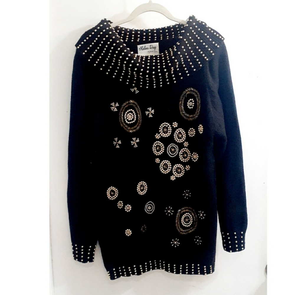 Black and gold beaded sweater
